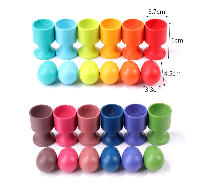 Montessori Wooden Eggs and Cups - Color Matching and Fine Motor Activity