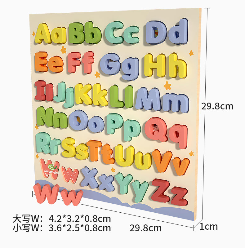 Upper and Lower Case Alphabet Board – Wooden Puzzles 2-in-1 Montessori Matching Game Jigsaw Letter Board Toddlers' Alphabet Puzzle Board Cognitive Pairing