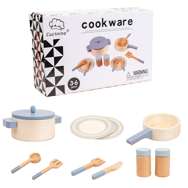 Premium Toddler Play Wooden Cookware Toys set for 10pcs