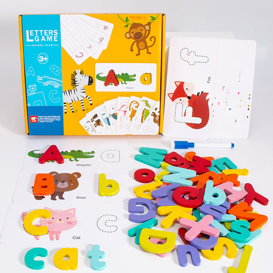 ABC Alphabet Flash Cards, Wooden Letters Alphabet Blocks Toys