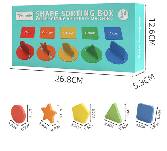 Montessori Toys Wooden Color Shape Sorting Box Game Geometric Matching Blocks Early Learning Educational Toy Gift for 3 4 5 Year-Old Baby Toddlers