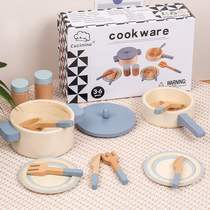 Premium Toddler Play Wooden Cookware Toys set for 10pcs
