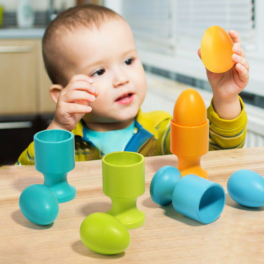 Montessori Wooden Eggs and Cups - Color Matching and Fine Motor Activity