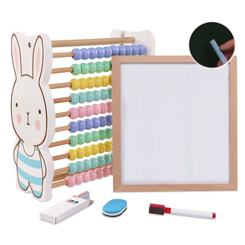 Wooden Abacus Math Games for Kids 5-7 Counting Toys with Double-Sided Board