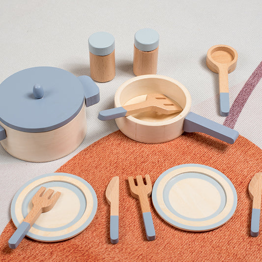 Premium Toddler Play Wooden Cookware Toys set for 10pcs