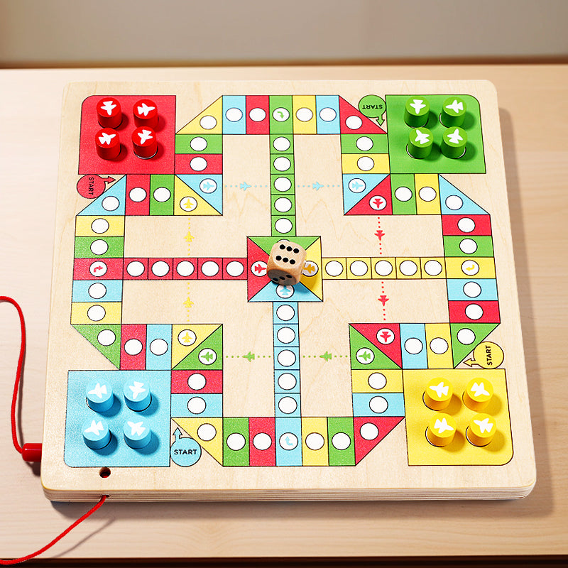 2-in-1 Labyrinth & Flying Chess Game – Montessori Educational Toy