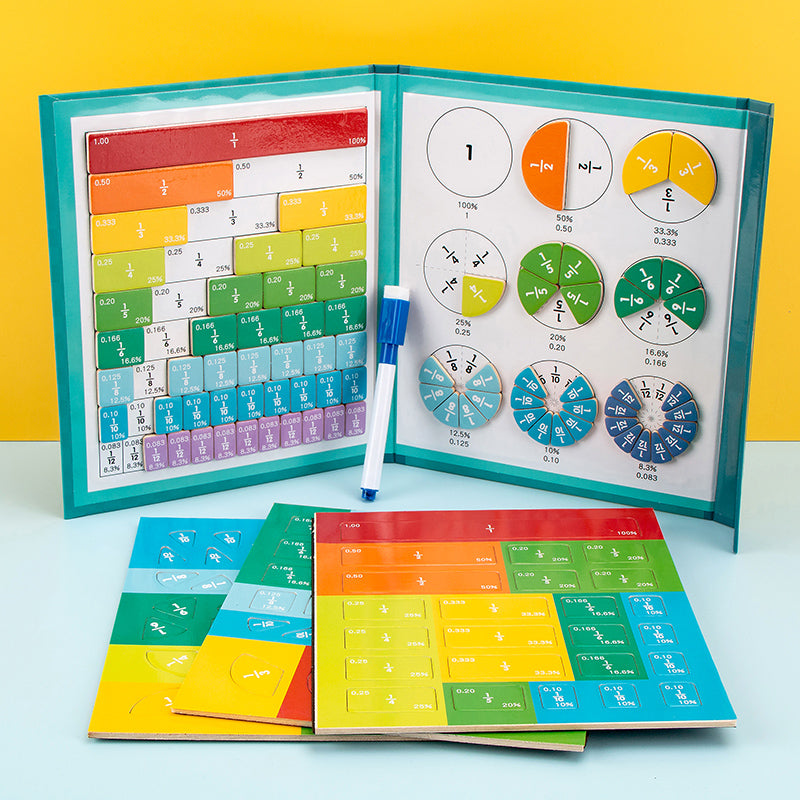 Magnetic Fraction Educational Puzzle for Kids – Fraction Manipulatives with Tiles & Circles