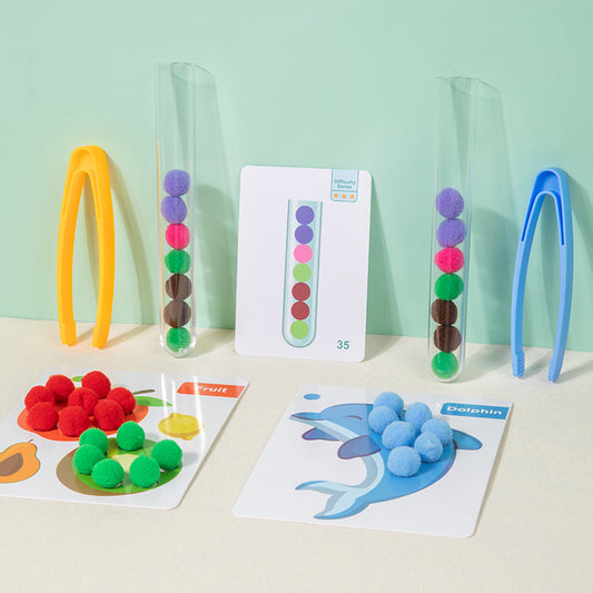 Hairball Montessori Game or pom-pom/hairball color-matching and sorting activity