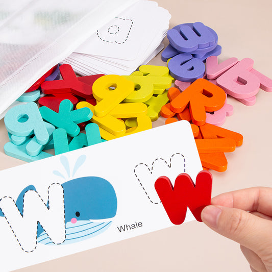 ABC Alphabet Flash Cards, Wooden Letters Alphabet Blocks Toys