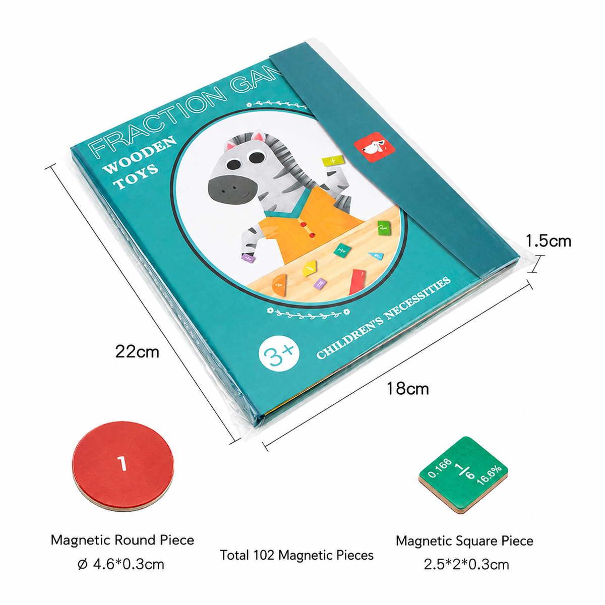 Magnetic Fraction Educational Puzzle for Kids – Fraction Manipulatives with Tiles & Circles