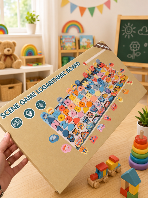 Wooden Alphabet & Number Puzzle Board – Montessori Educational Learning Toy