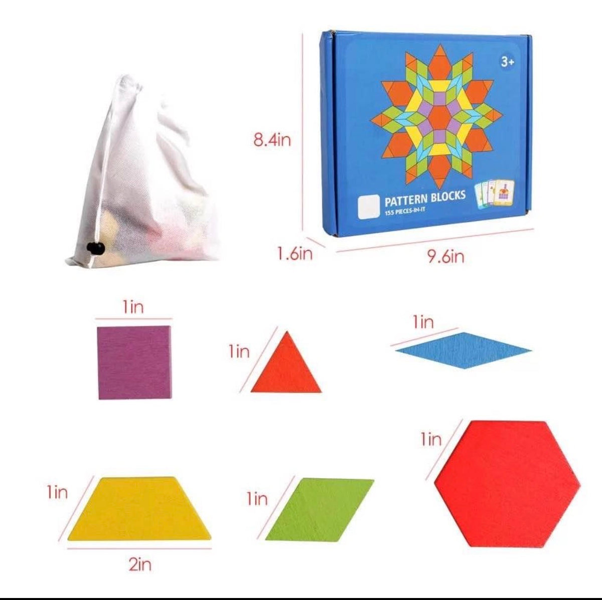 155-Piece Pattern Blocks Set – Colorful Geometric Building & Learning Toy