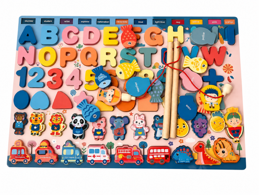 Wooden Alphabet & Number Puzzle Board – Montessori Educational Learning Toy