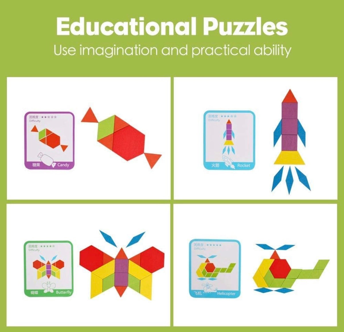 155-Piece Pattern Blocks Set – Colorful Geometric Building & Learning Toy